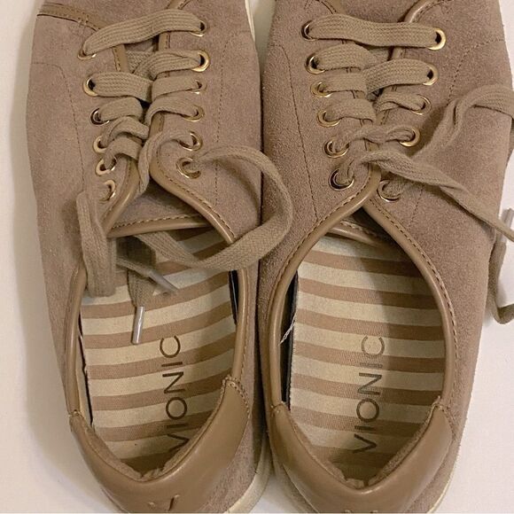 Vionic BRINLEY CASUAL SNEAKER beige tan suede lace up comfort ortho shoes 9 - Picture 7 of 9